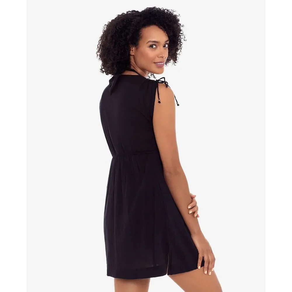 Lauren by Ralph Lauren Crushed Farrah Swim Cover-Up Dress Black NWT Size XS_3